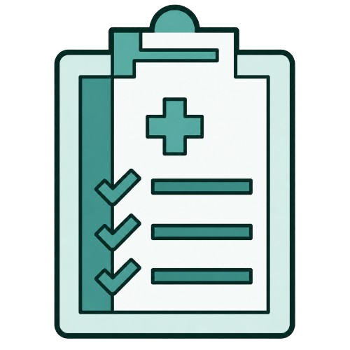 Symbol für eine Checkliste zu Gesundheitsprotokollen